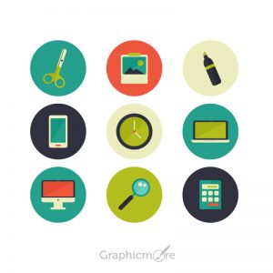 Colorful Icons Set Design Free Vector File