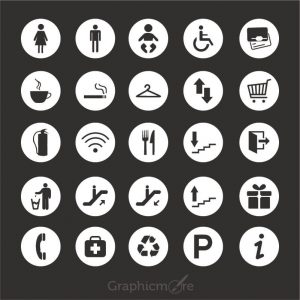 Service Sign Round Icons Design Collection Free Vector File