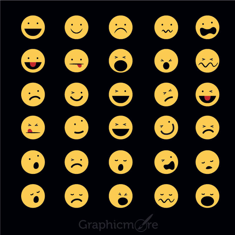 Top 30 Funny Emoticons Icons Vector Set Design